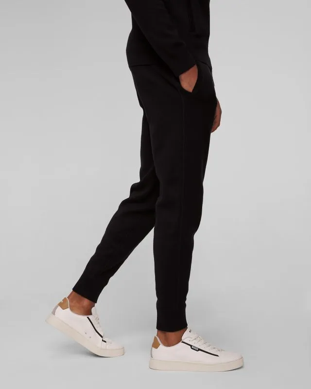 Pantaloni neri in maglia con lana da uomo Hugo Boss Pondrio