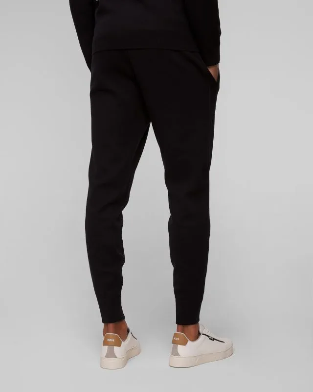 Pantaloni neri in maglia con lana da uomo Hugo Boss Pondrio