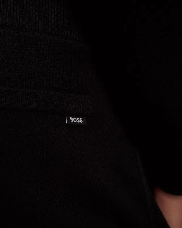 Pantaloni neri in maglia con lana da uomo Hugo Boss Pondrio