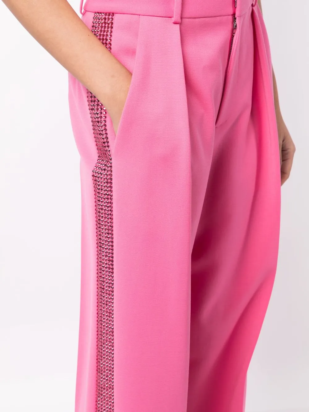 Pantaloni palazzo con decorazione in rosa - donna