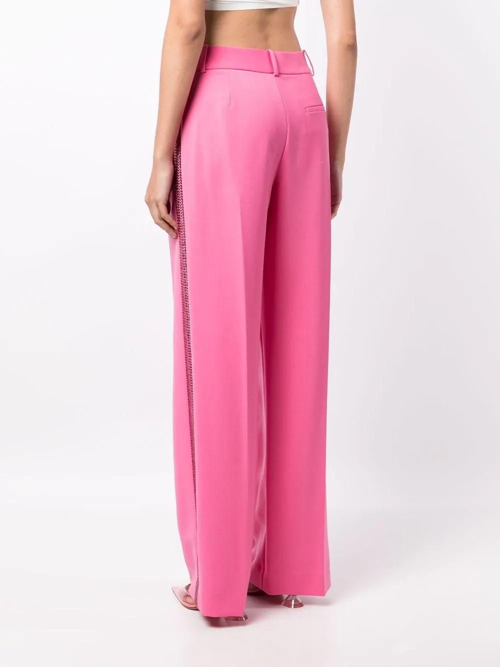 Pantaloni palazzo con decorazione in rosa - donna
