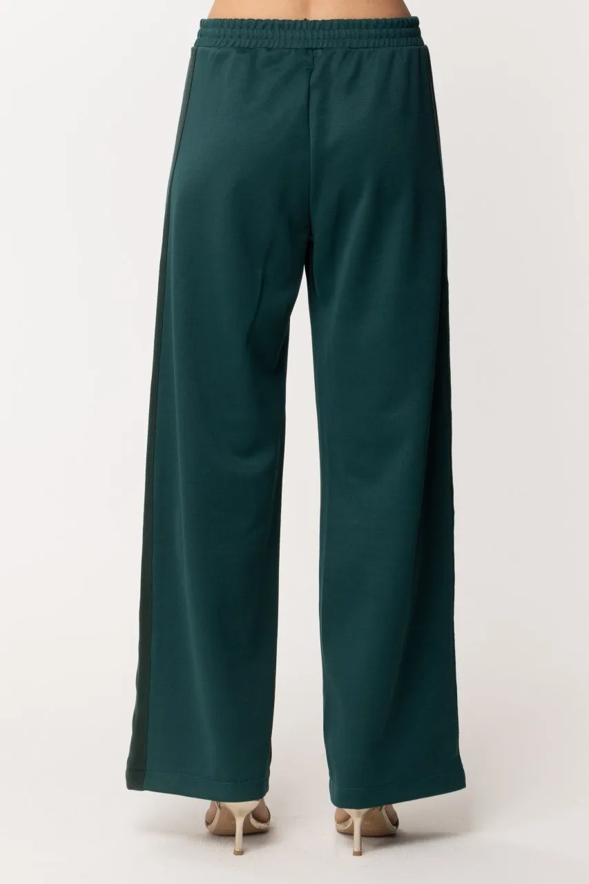Pantaloni palazzo in maglia BIC VERDE SCURO/PITONE