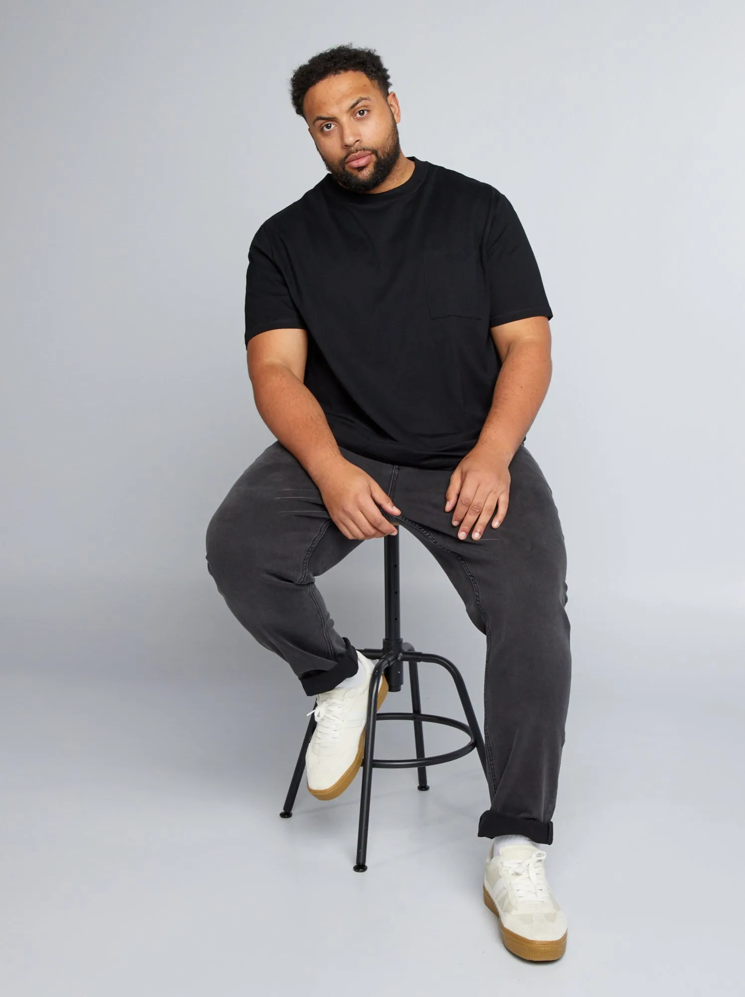 Pantaloni slim in denim - GRIGIO