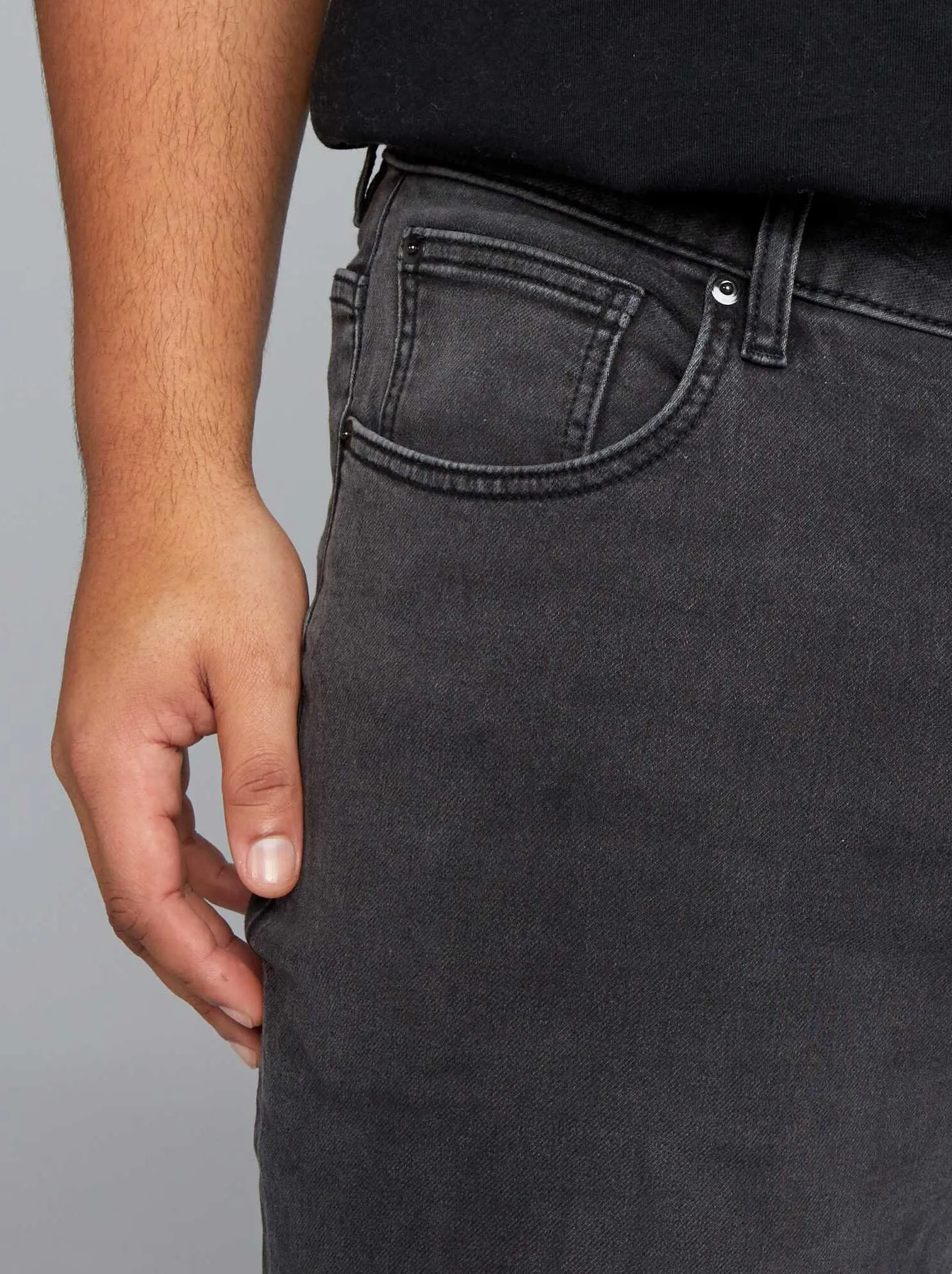 Pantaloni slim in denim - GRIGIO