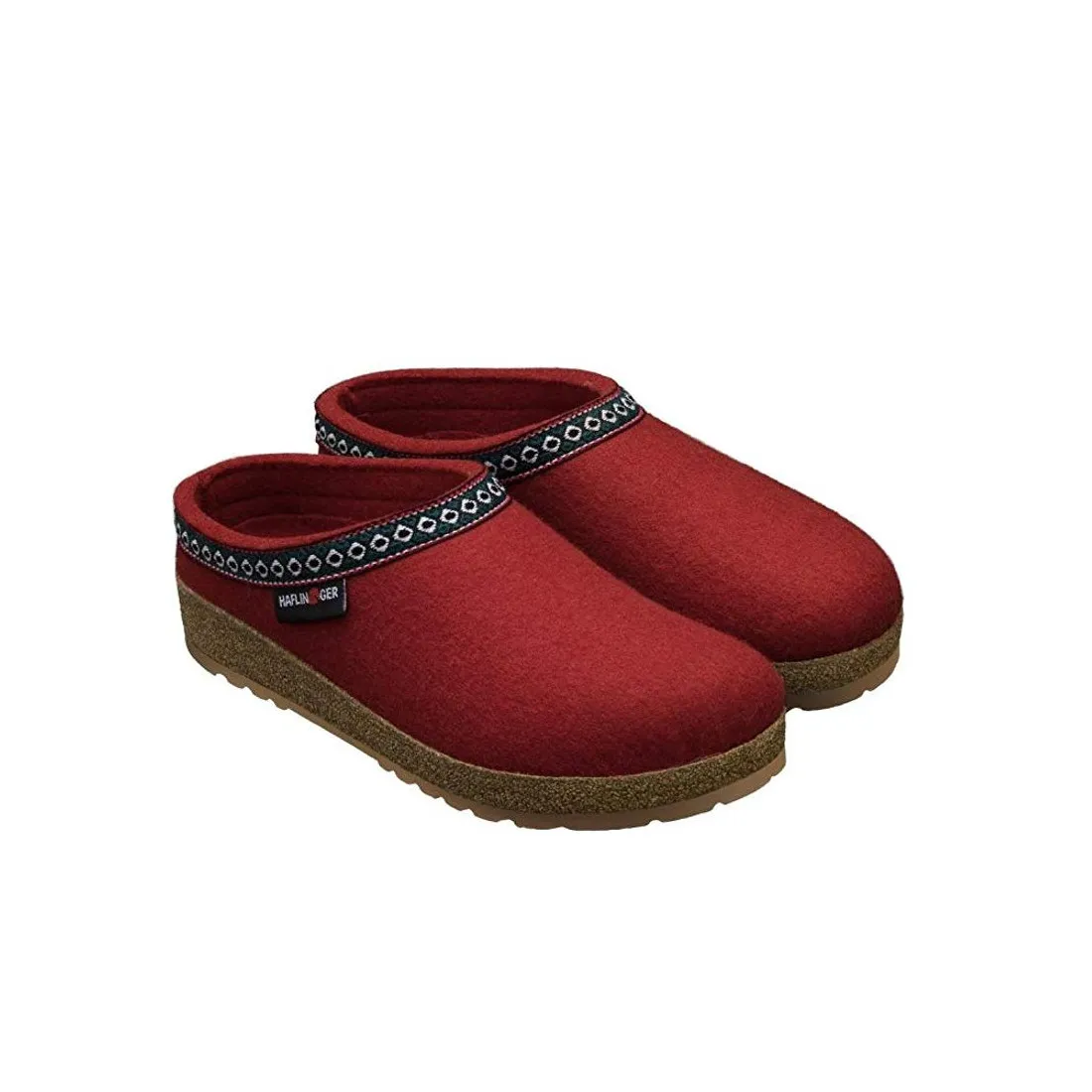 Pantofole Haflinger Grizzly Franzl in feltro di lana rossa