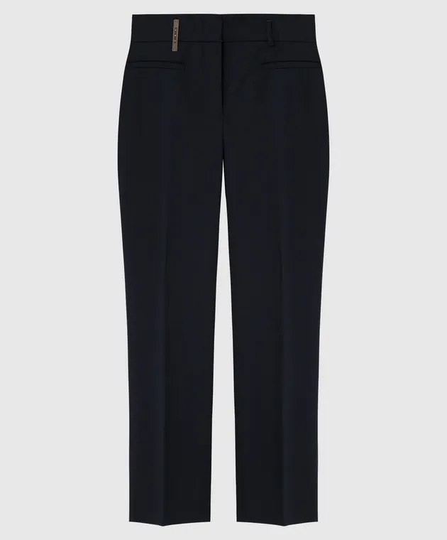Peserico Pantaloni in lana blu navy P0461502008