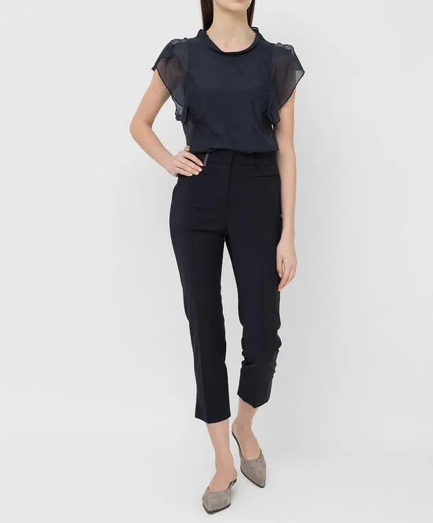 Peserico Pantaloni in lana blu navy P0461502008
