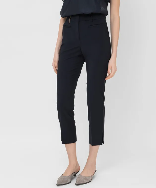 Peserico Pantaloni in lana blu navy P0461502008