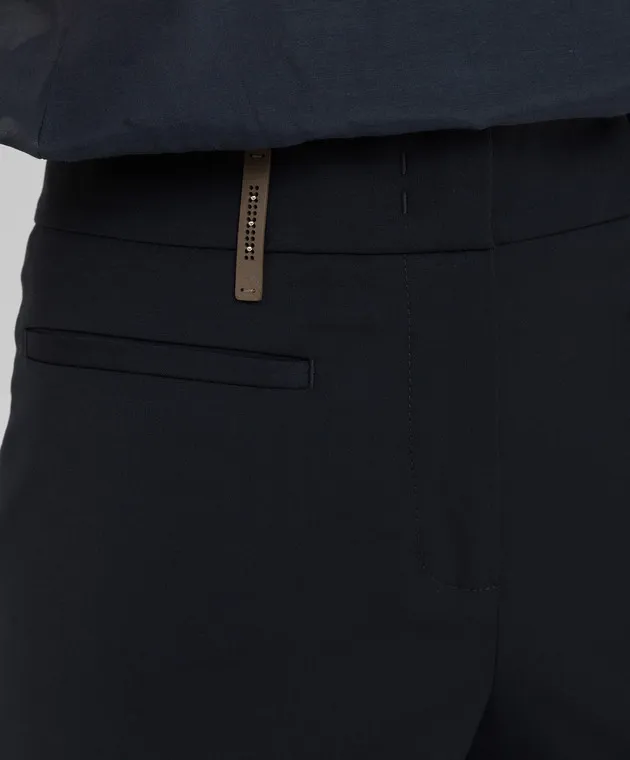 Peserico Pantaloni in lana blu navy P0461502008