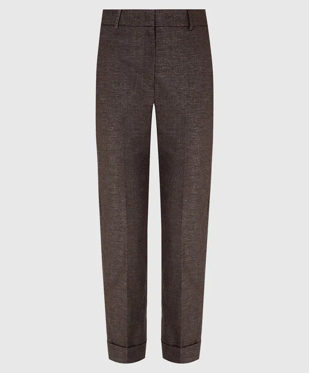 Peserico Pantaloni in lana lurex beige scuro P0462508308