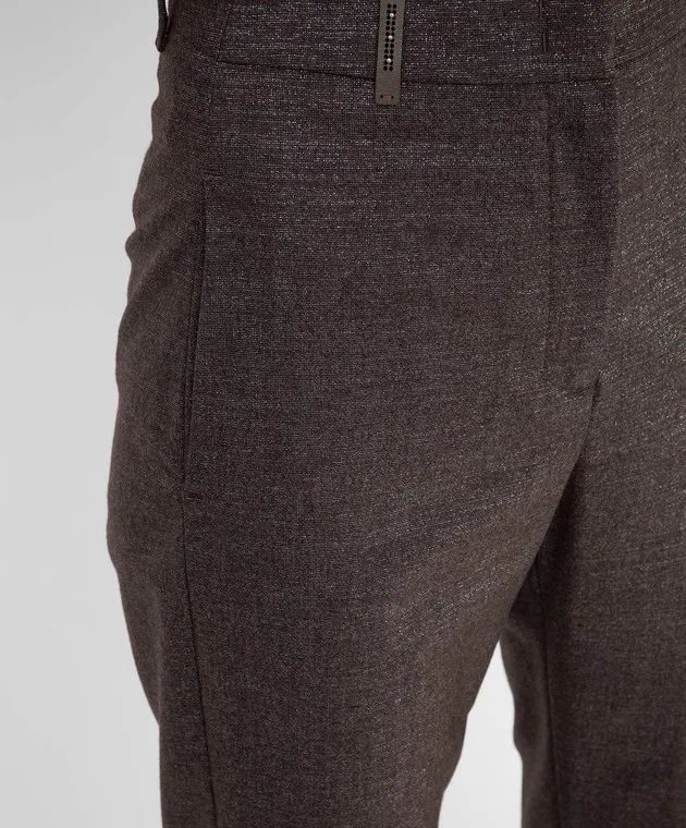 Peserico Pantaloni in lana lurex beige scuro P0462508308