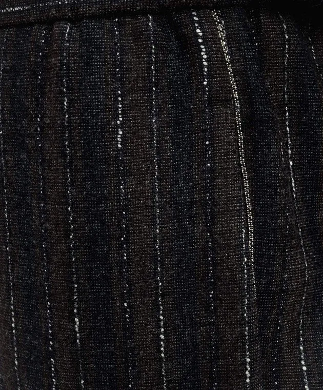 Peserico Pantaloni in lana rigata grigia con catena monil A0457206458
