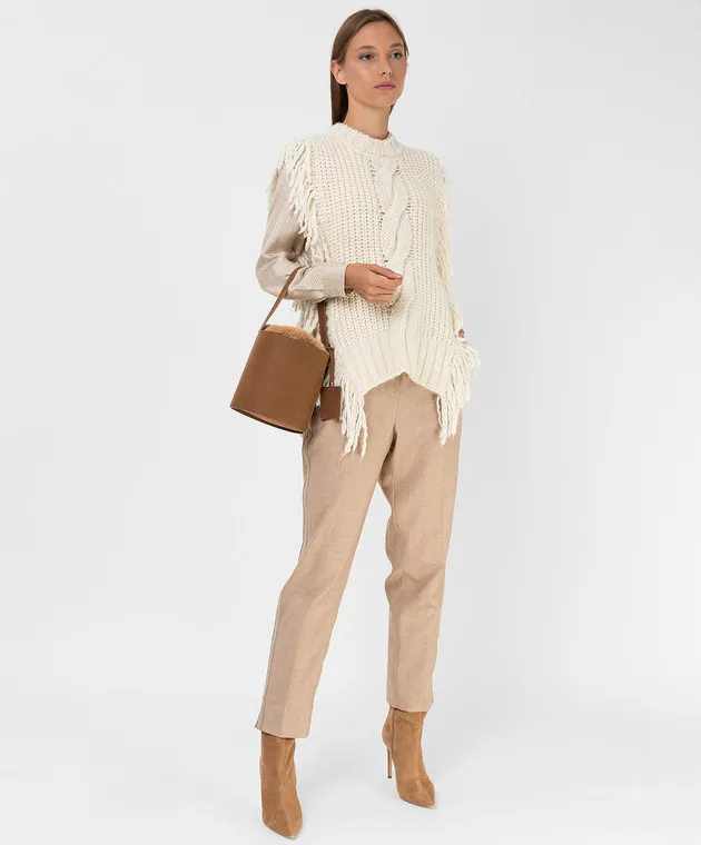 Peserico Poncho in lana con frange S98092F0309778