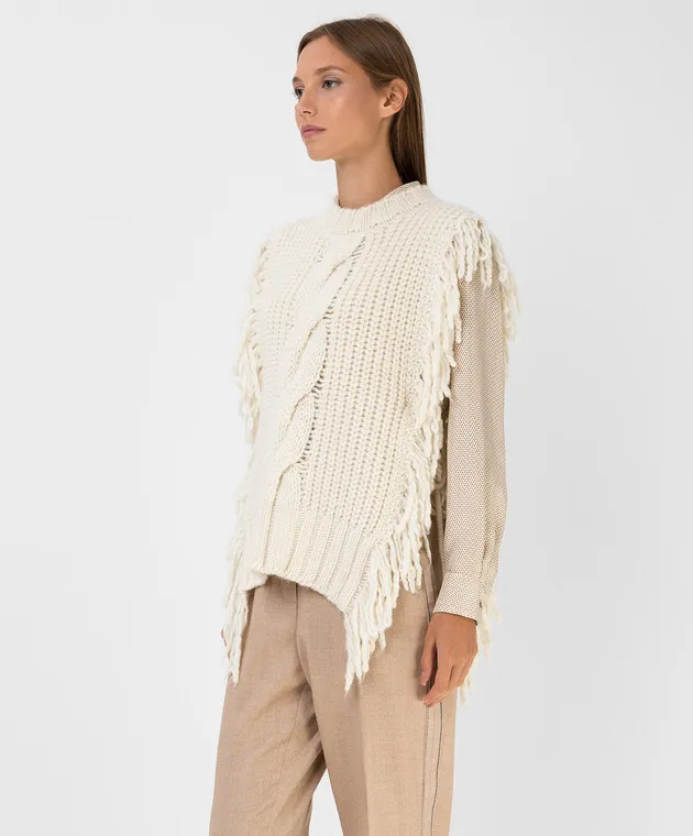 Peserico Poncho in lana con frange S98092F0309778