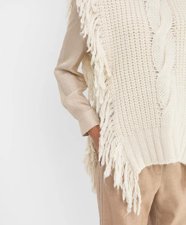 Peserico Poncho in lana con frange S98092F0309778