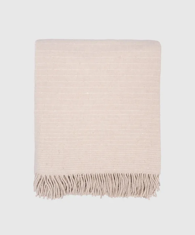Peserico Poncho in lana e cashmere a righe beige S31477C0CC263