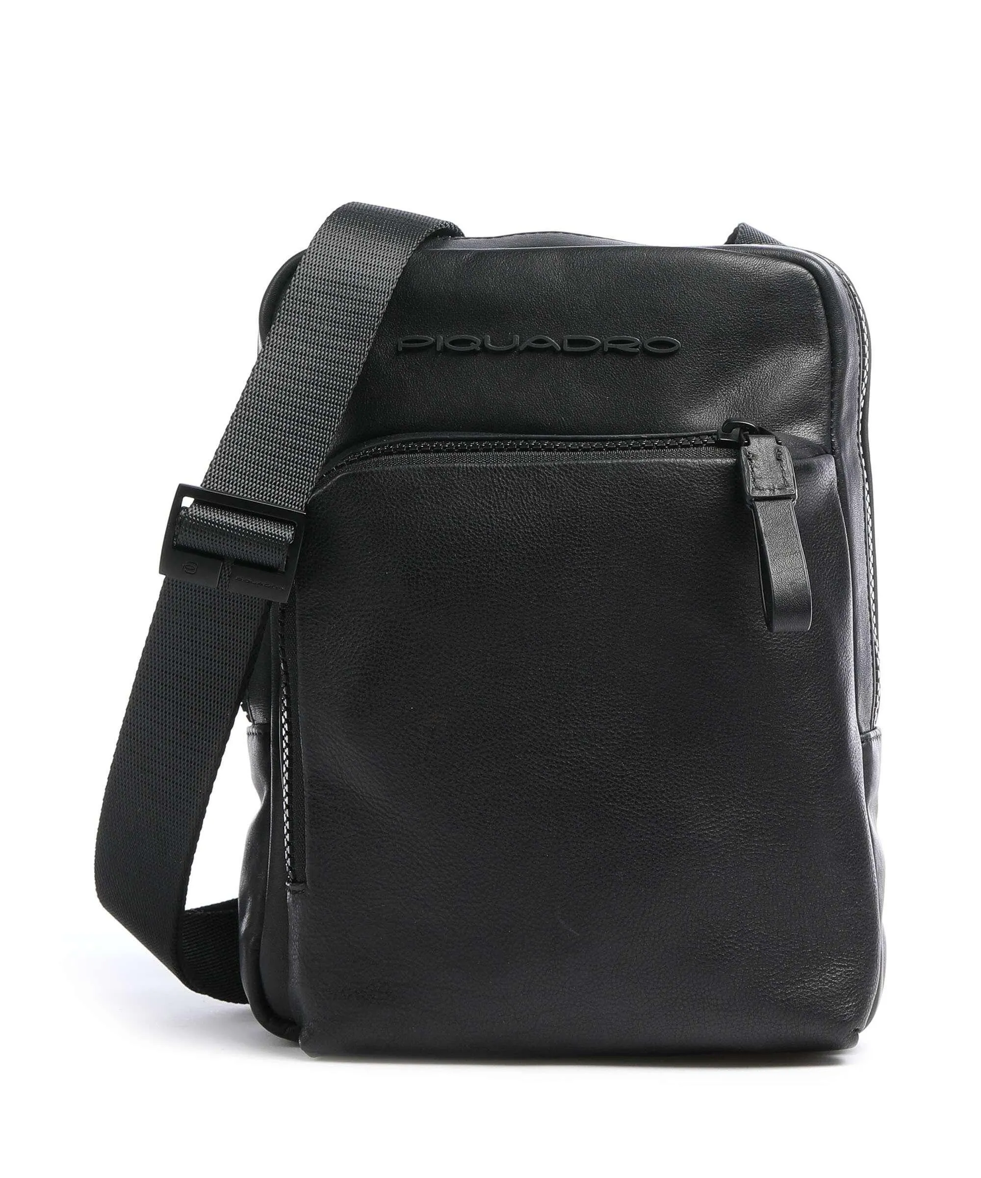 Piquadro Harper Borsa a tracolla pelle a grana fine nero  