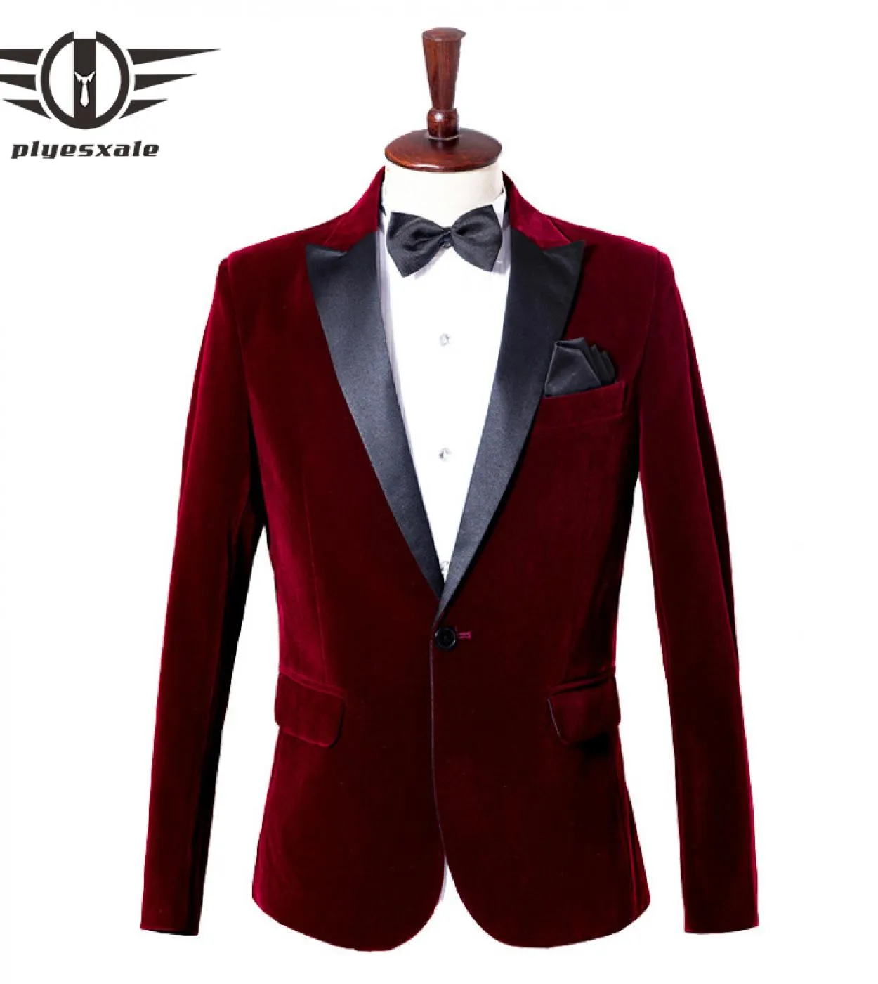 Plyesxale Blazer in velluto blu royal bordeaux Disegni con collo a scialle da uomo Blazer casual da uomo Giacca da uomo Stage We