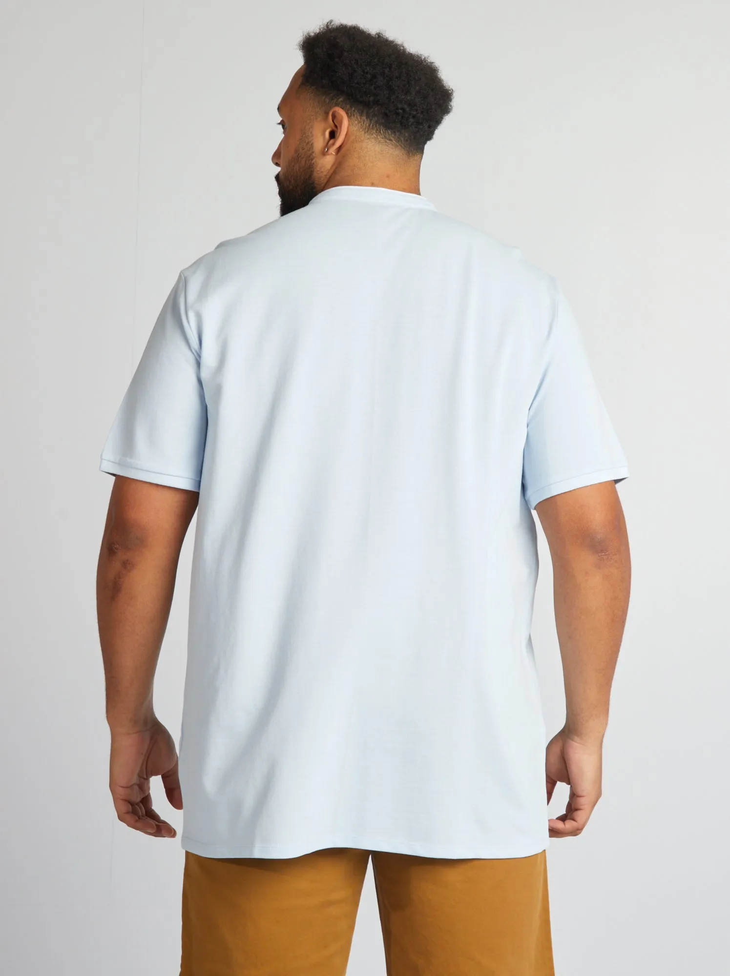 Polo in piqué di cotone con collo - BLU