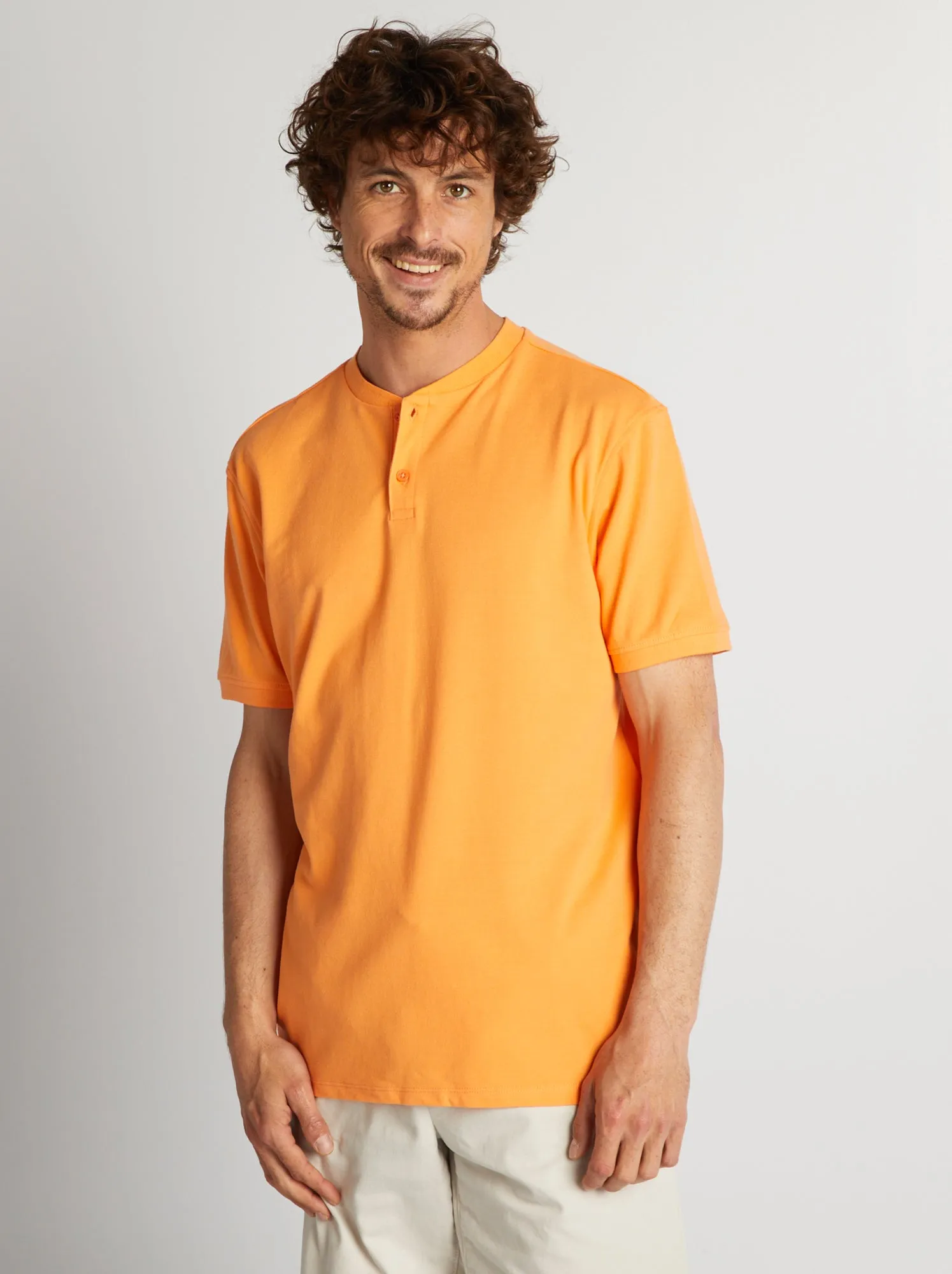 Polo in piqué di cotone tinta unita - ARANCIONE