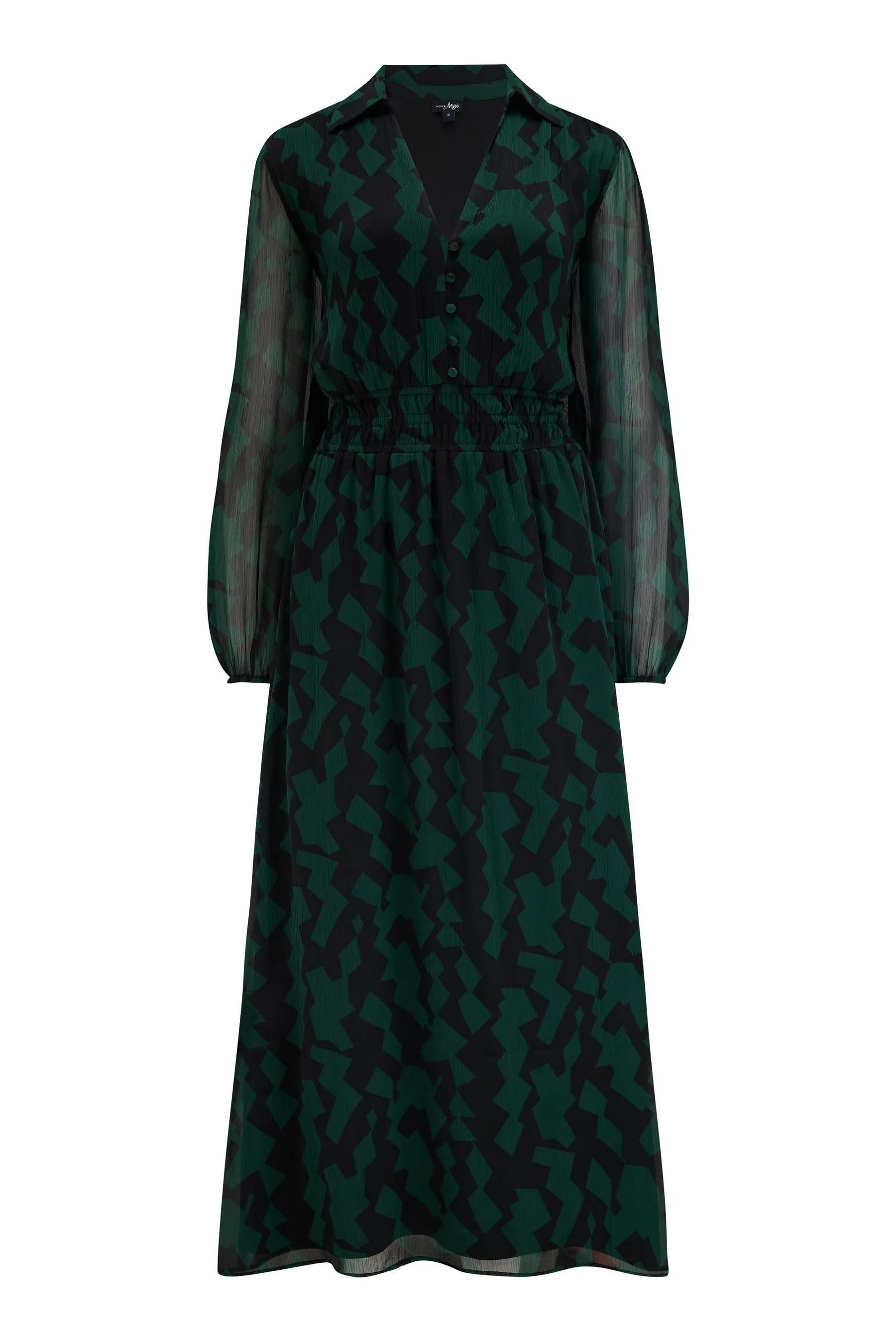 Pour Moi - Willow - Abito chemisier Manica lunga al polpaccio in chiffon