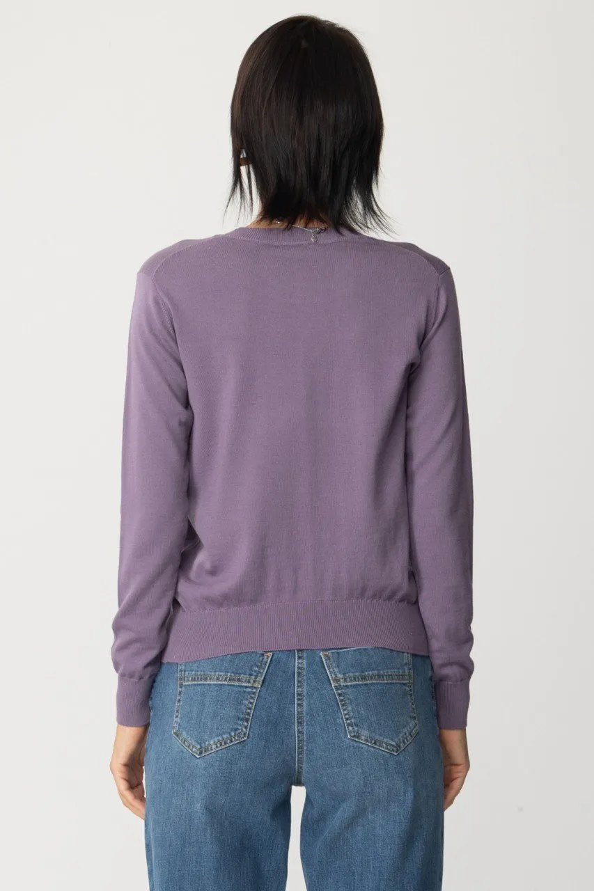 Pullover in lana con logo CANDY VIOLET/BURRO