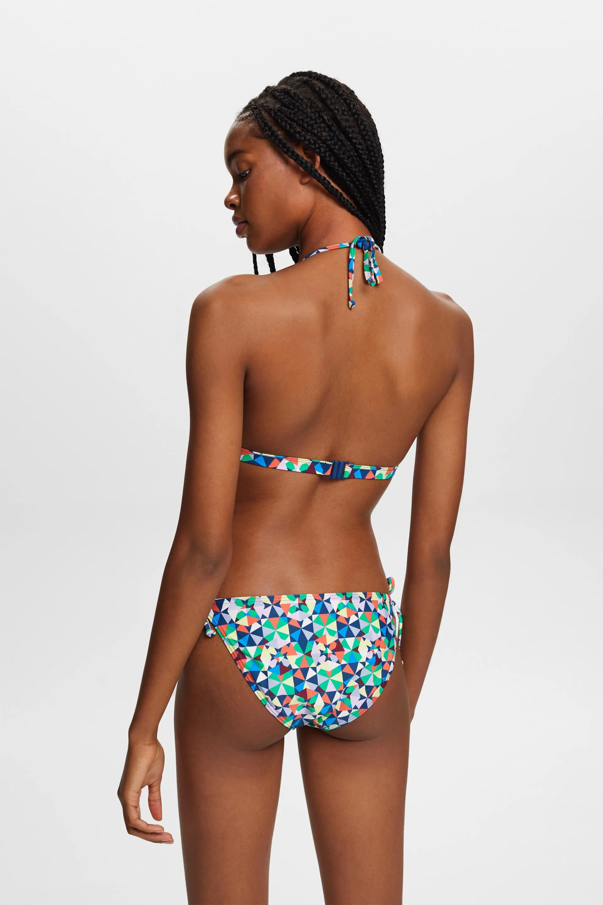 Reggiseno imbottito con allacciatura al collo e fantasia allover