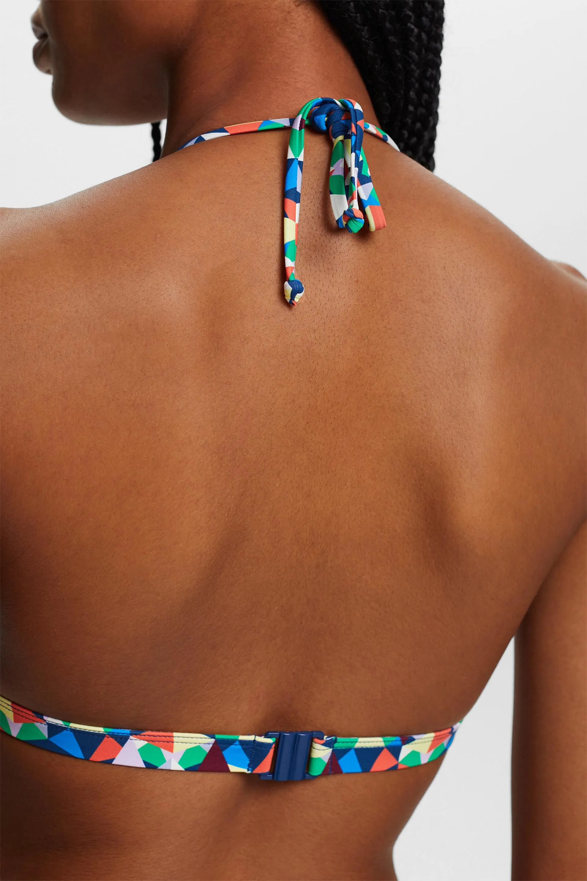 Reggiseno imbottito con allacciatura al collo e fantasia allover