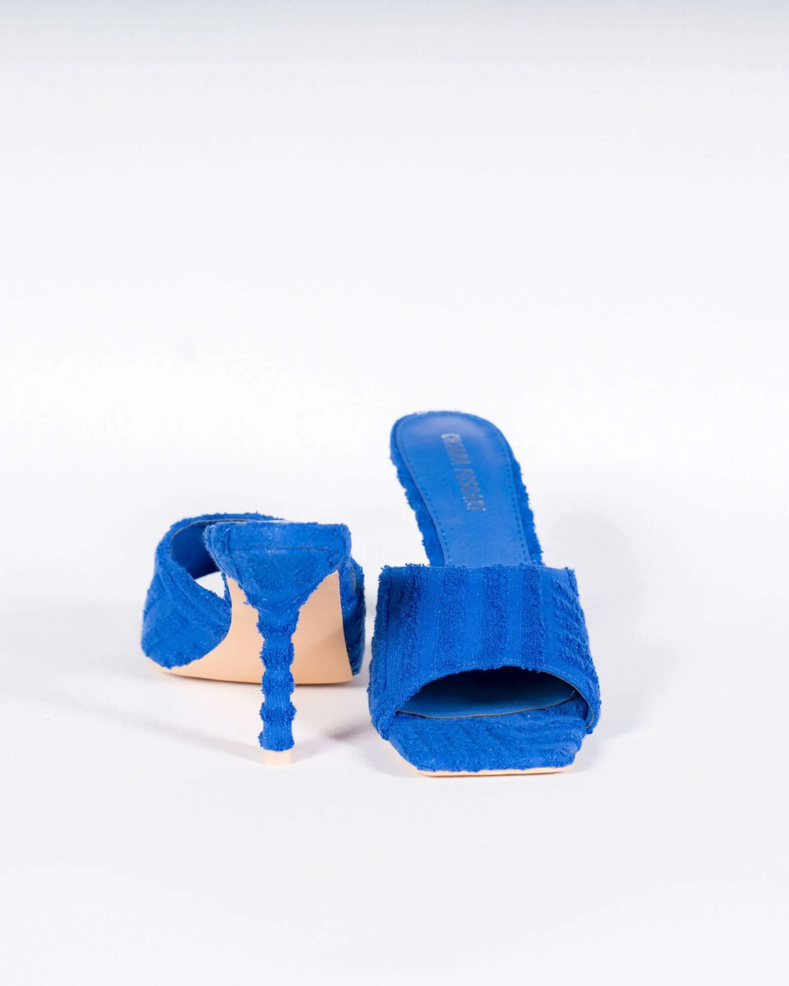 Sabot con tacco effetto spugna - Blu