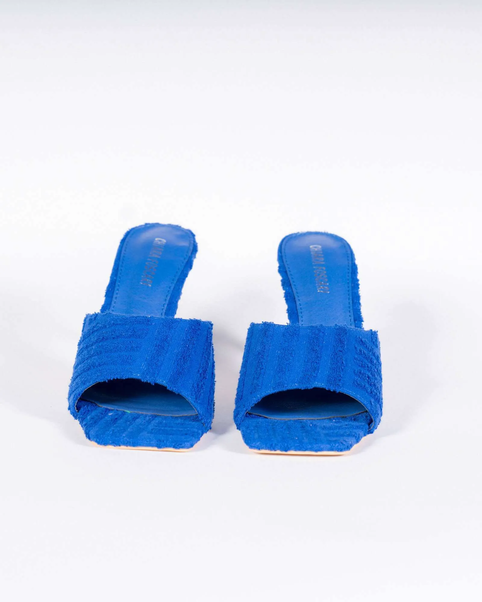 Sabot con tacco effetto spugna - Blu