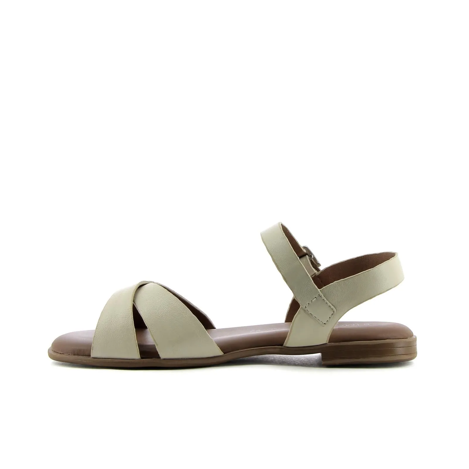 Sandali bassi beige in pelle