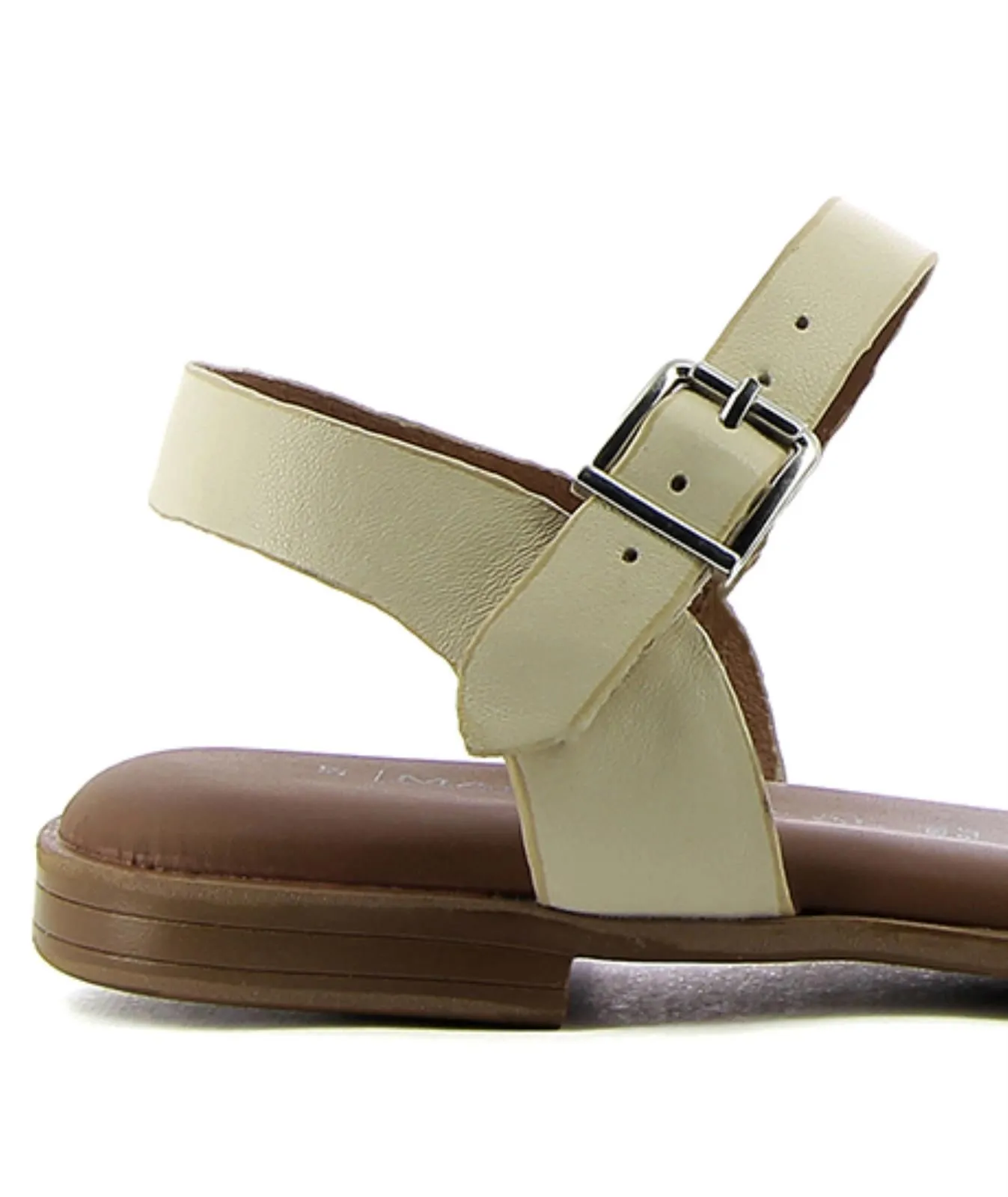 Sandali bassi beige in pelle