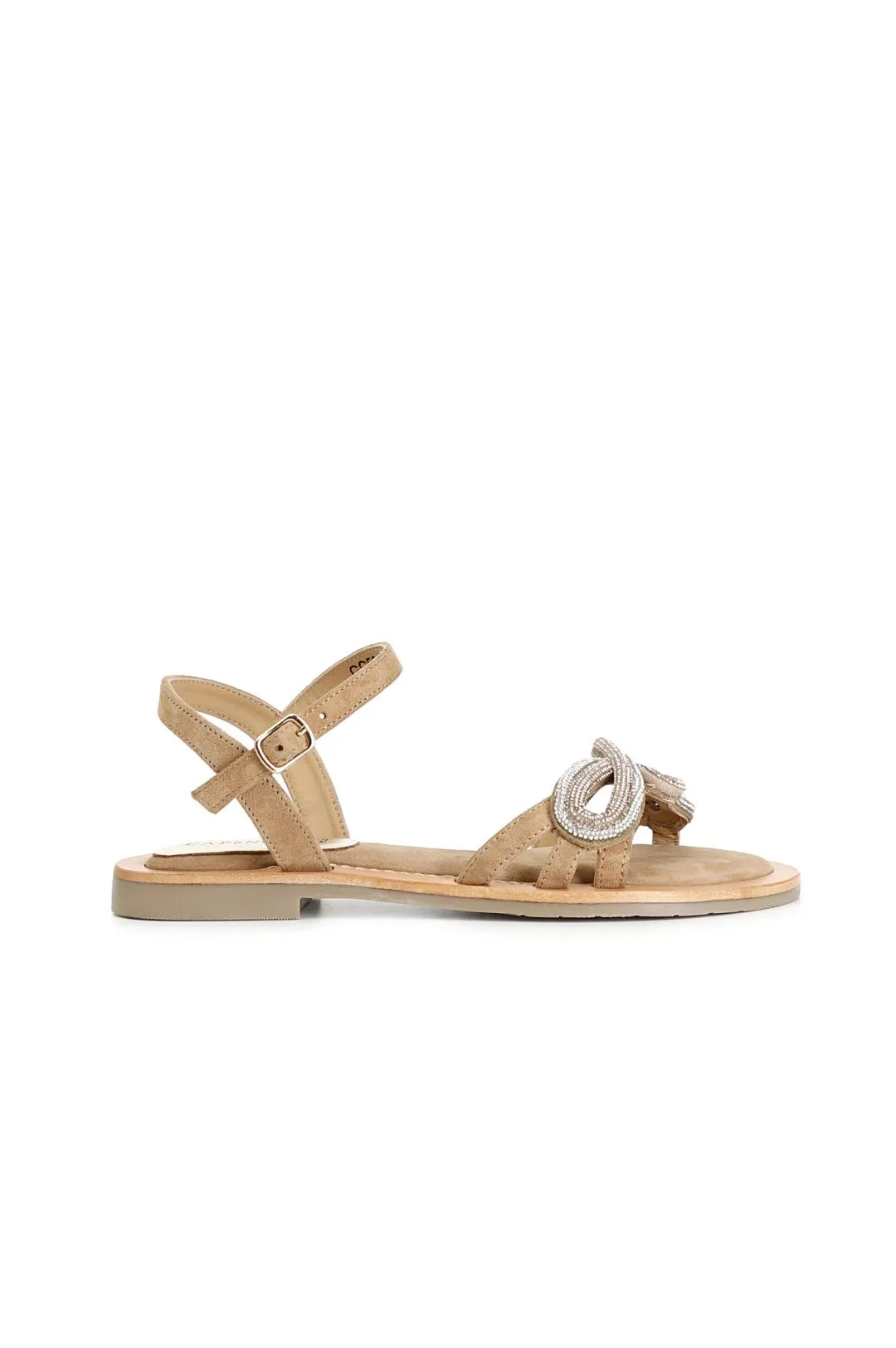 sandali gilda in camoscio con accessorio strass cuoio