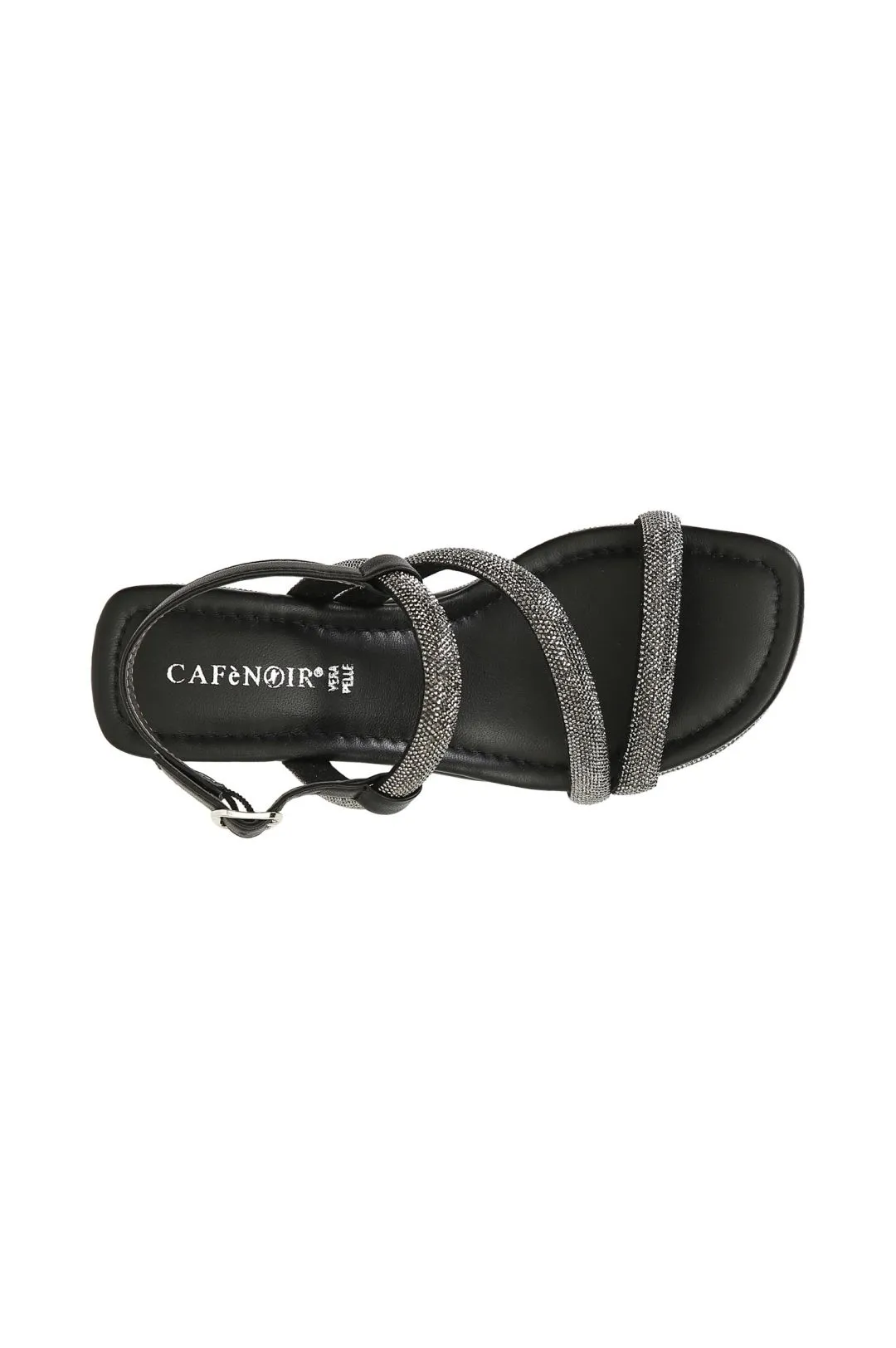 sandali strass con zeppa righe strass nero