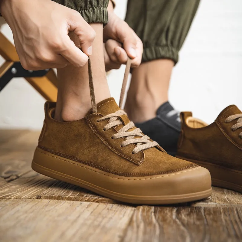 Scarpe casual piatte da uomo in pelle scamosciata smerigliata retrò