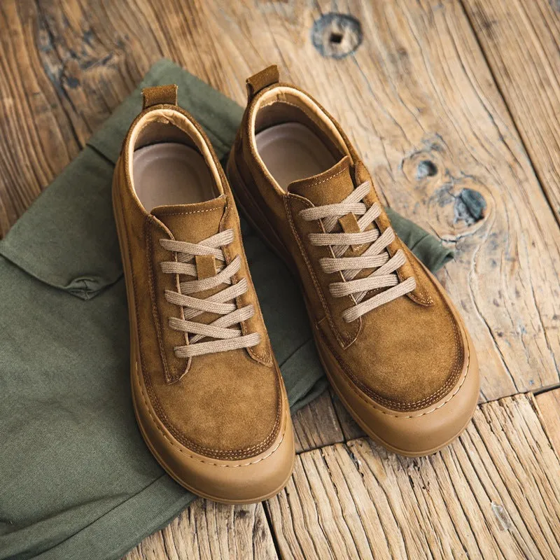 Scarpe casual piatte da uomo in pelle scamosciata smerigliata retrò