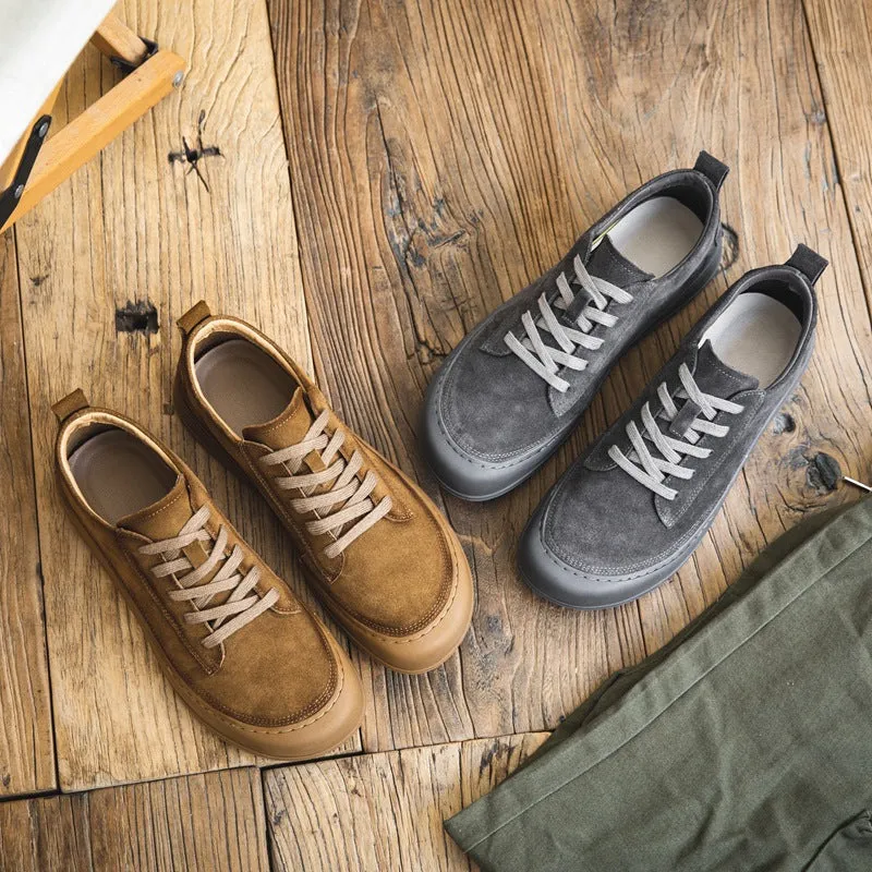 Scarpe casual piatte da uomo in pelle scamosciata smerigliata retrò