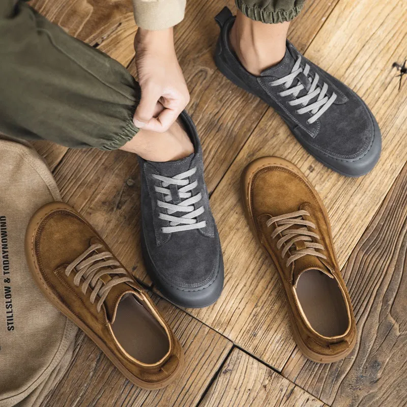 Scarpe casual piatte da uomo in pelle scamosciata smerigliata retrò