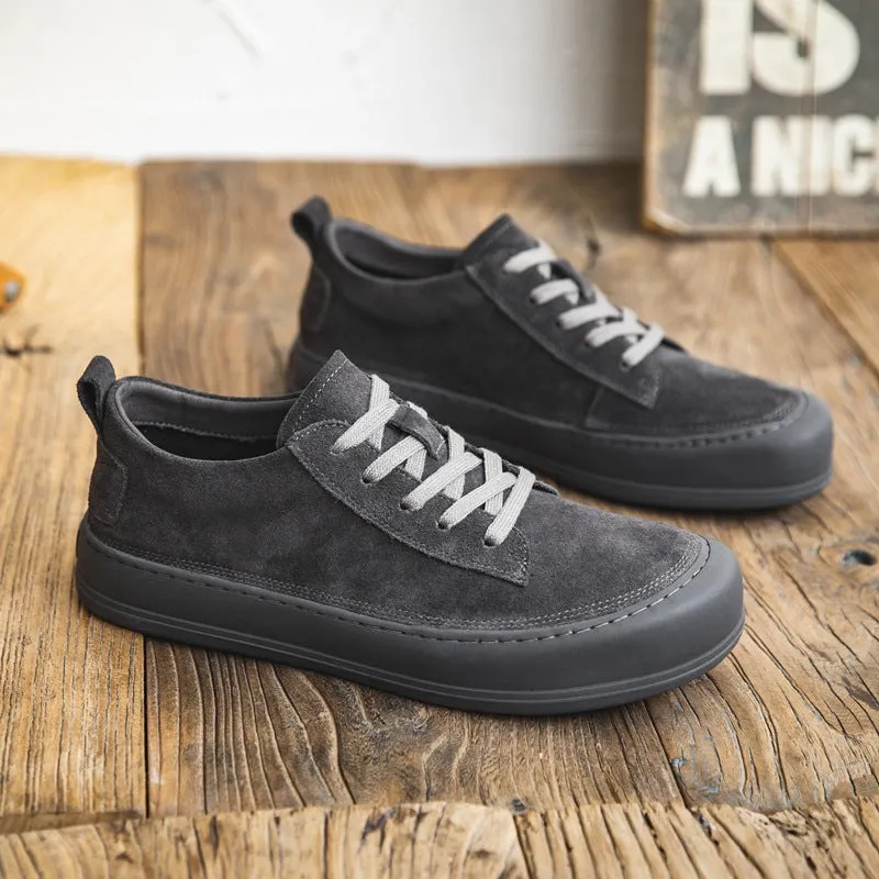 Scarpe casual piatte da uomo in pelle scamosciata smerigliata retrò