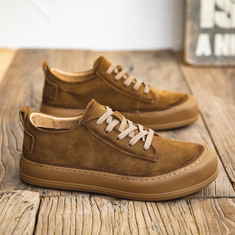 Scarpe casual piatte da uomo in pelle scamosciata smerigliata retrò