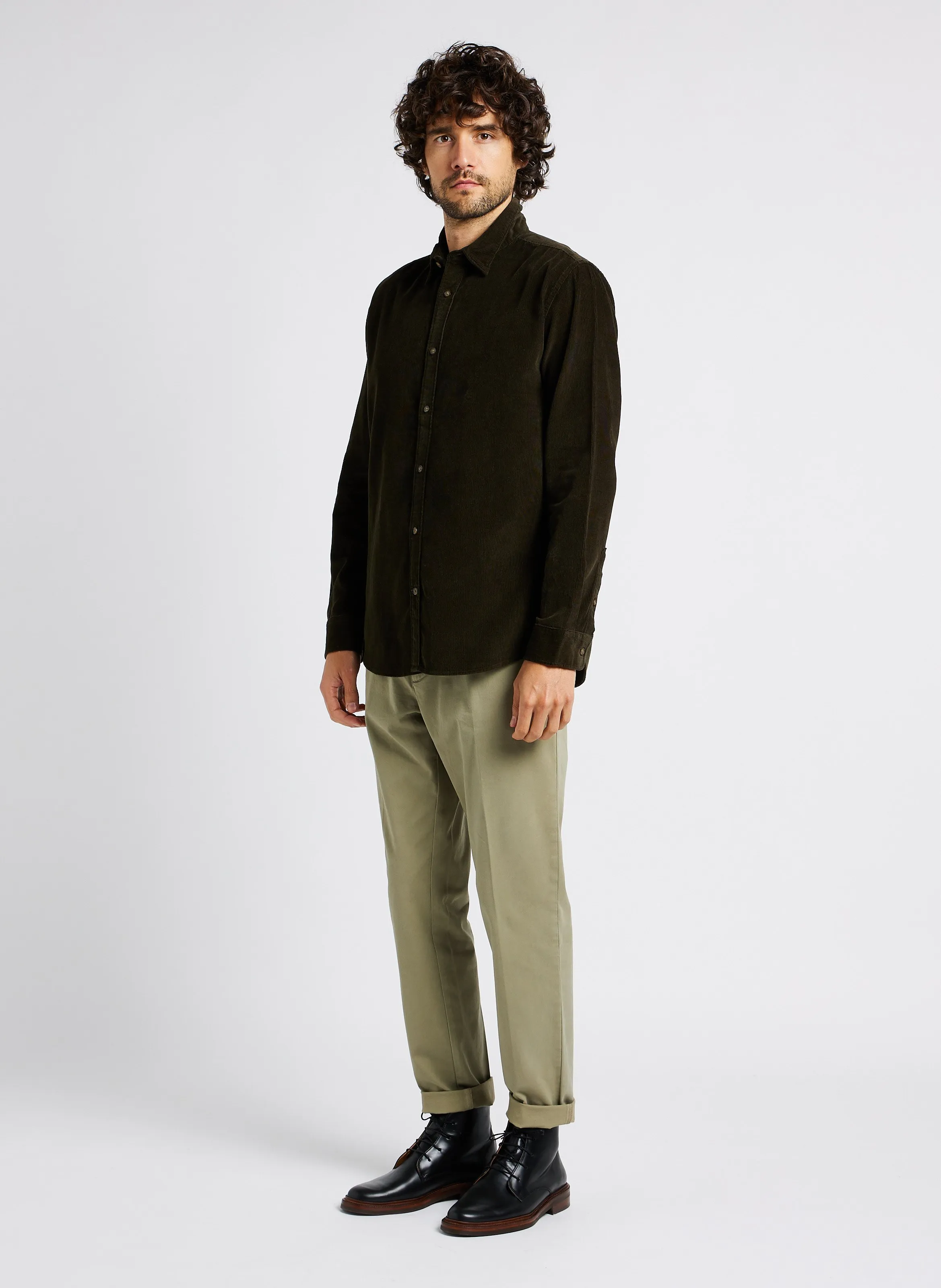  SELECTED   Camicia collo classico in misto cotone | Verde