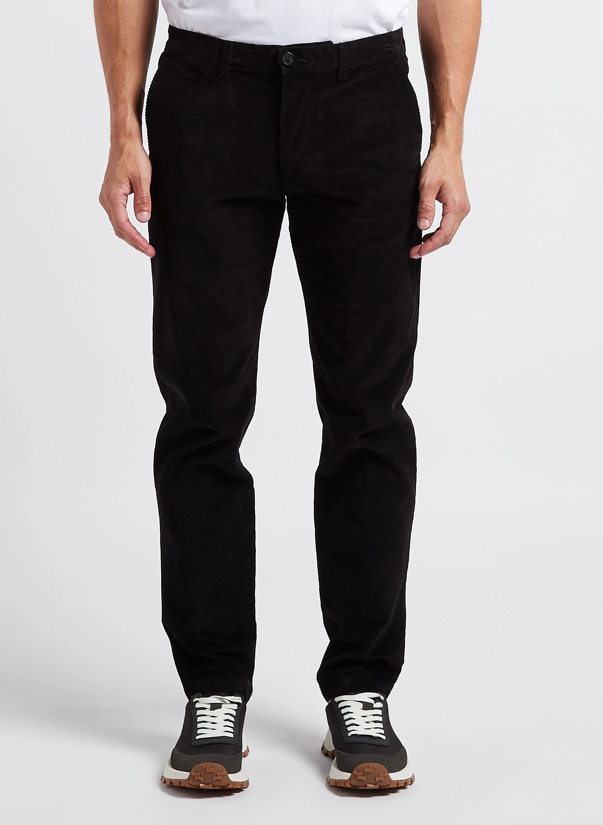  SELECTED   Pantaloni dritti in velluto misto cotone bio | Nero