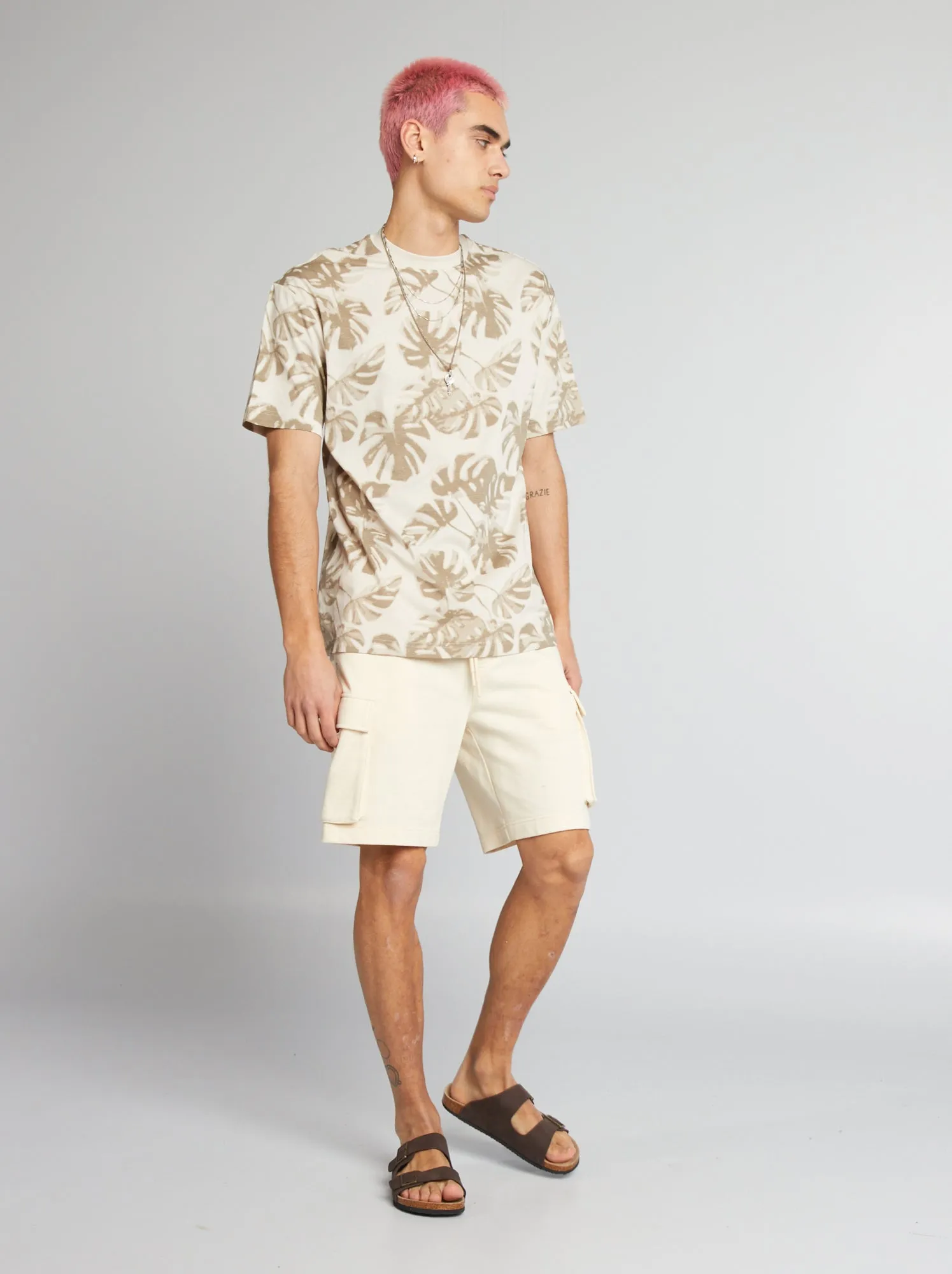 Shorts in tessuto felpato con tasche laterali - BIANCO