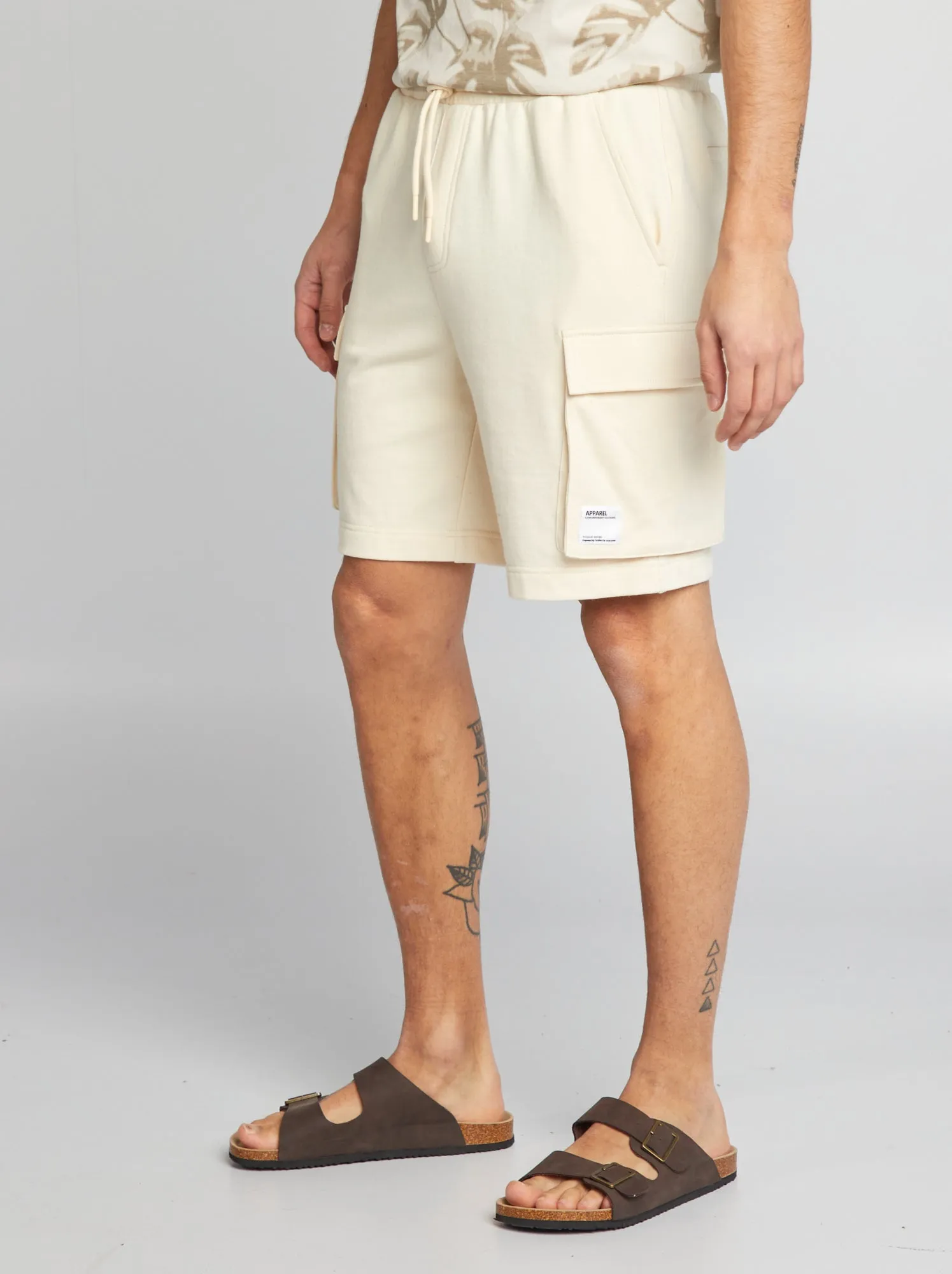 Shorts in tessuto felpato con tasche laterali - BIANCO