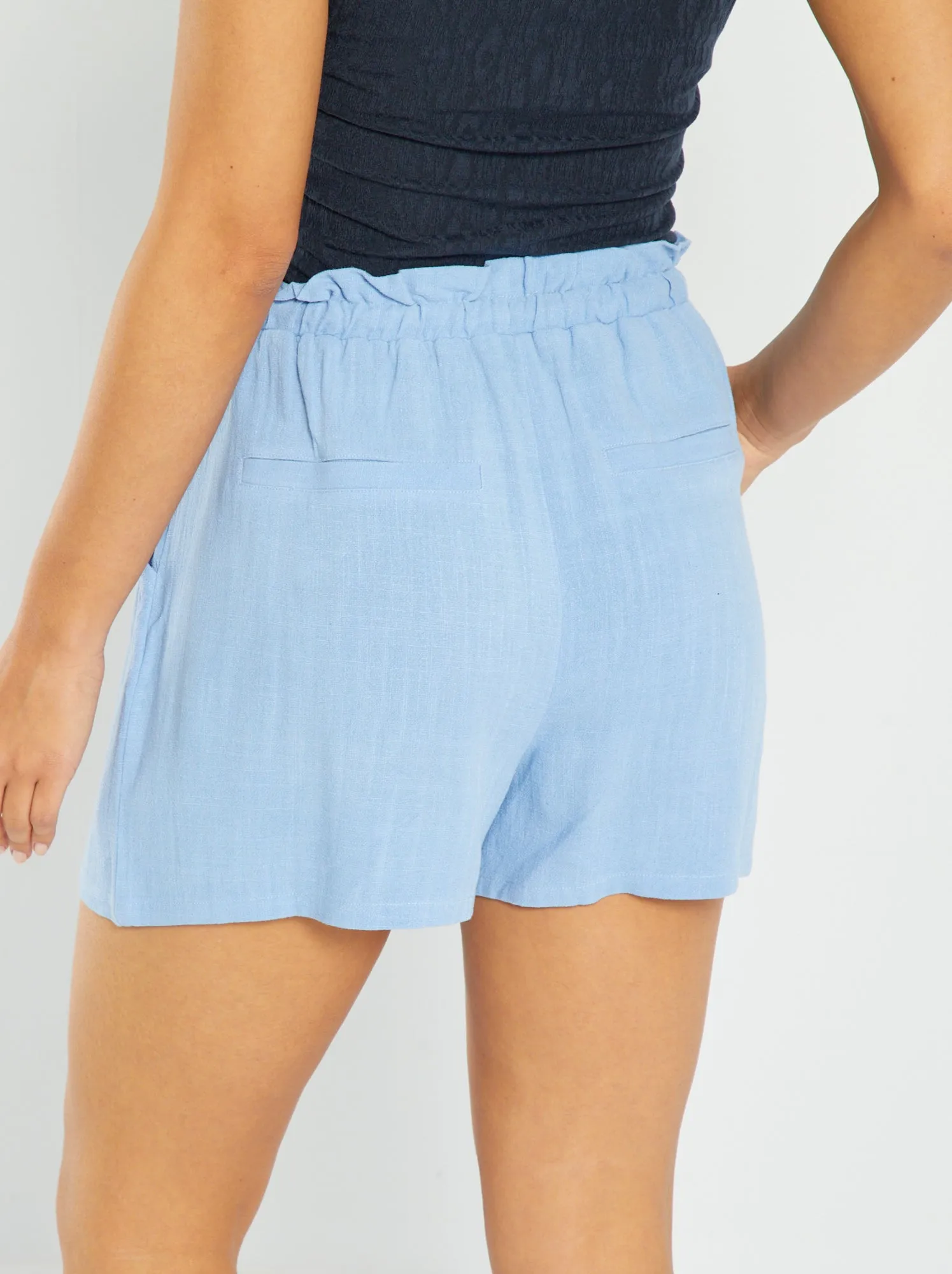 Shorts morbidi e leggeri a vita alta - BLU