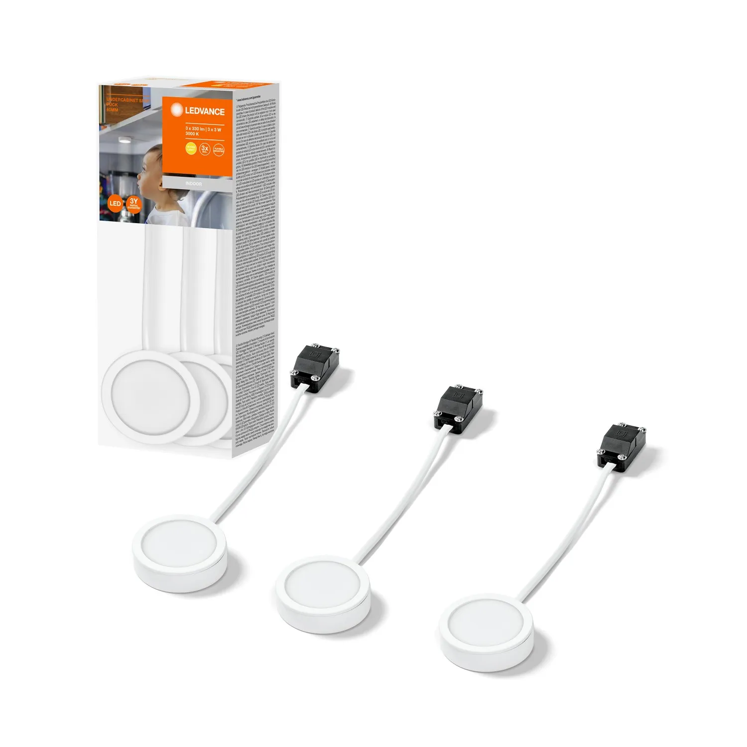 Sottopensile LED cucina Ledvance spot Puck Ø 65 mm 3x 3 W 330 lm 3000 K