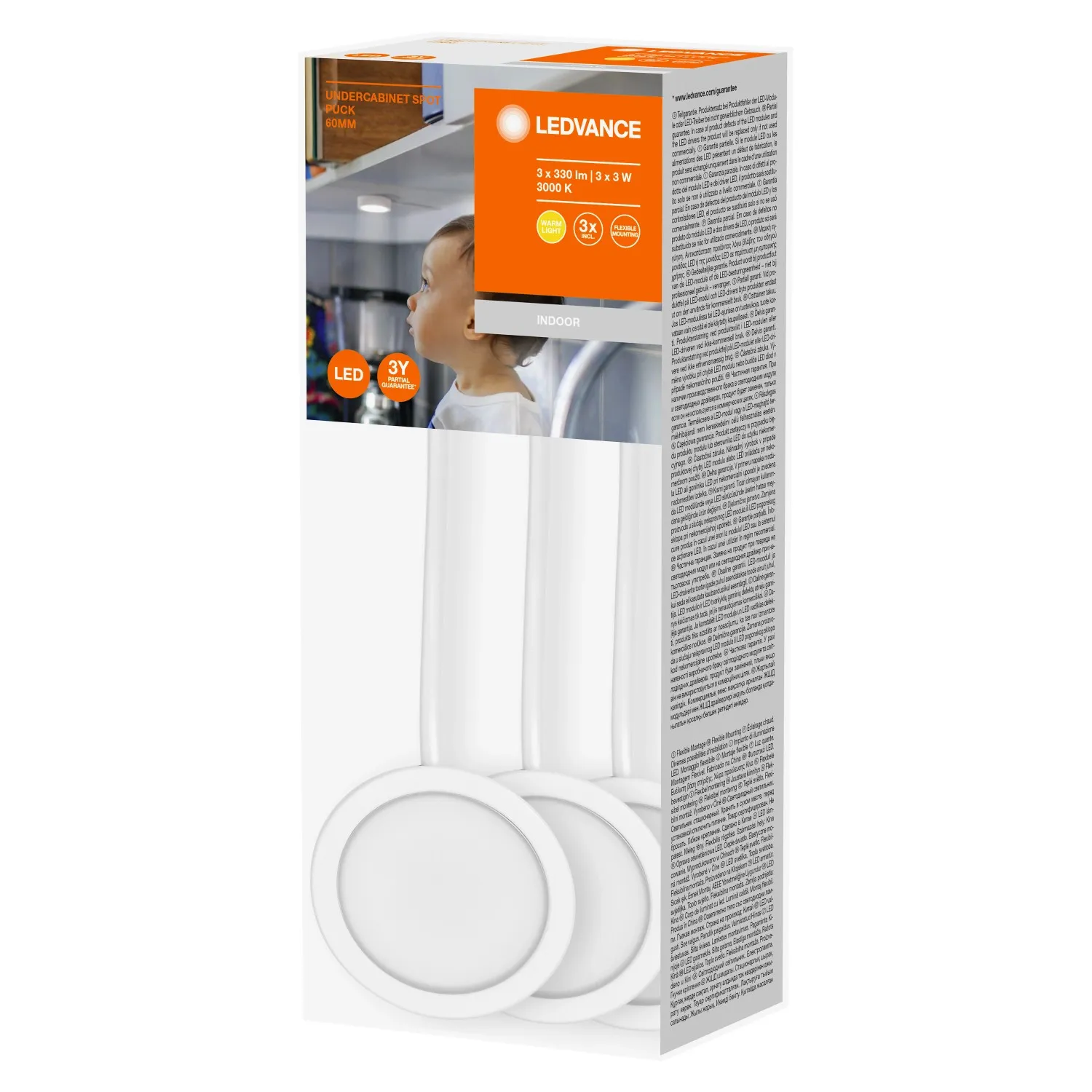 Sottopensile LED cucina Ledvance spot Puck Ø 65 mm 3x 3 W 330 lm 3000 K