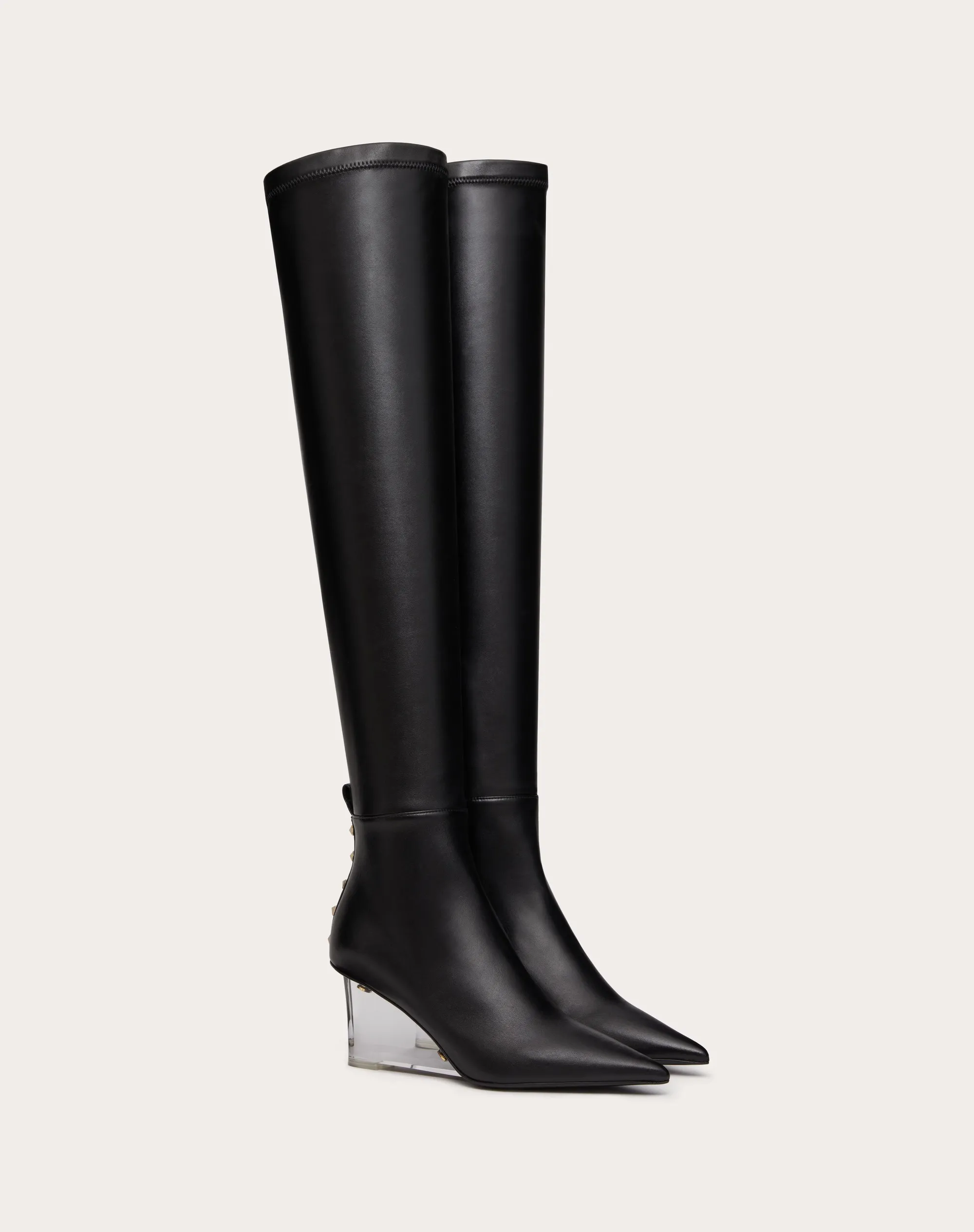 STIVALE SOPRA IL GINOCCHIO ROCKSTUD IN MATERIALE SINTETICO STRETCH 75MM