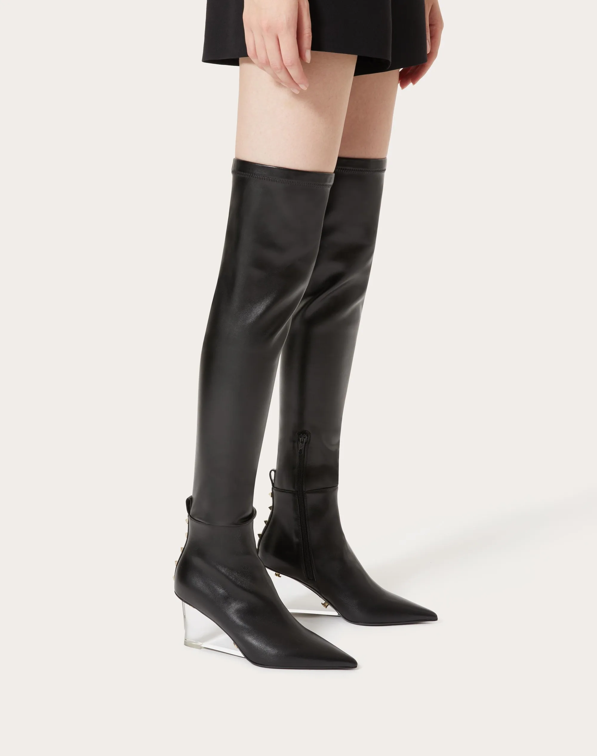 STIVALE SOPRA IL GINOCCHIO ROCKSTUD IN MATERIALE SINTETICO STRETCH 75MM