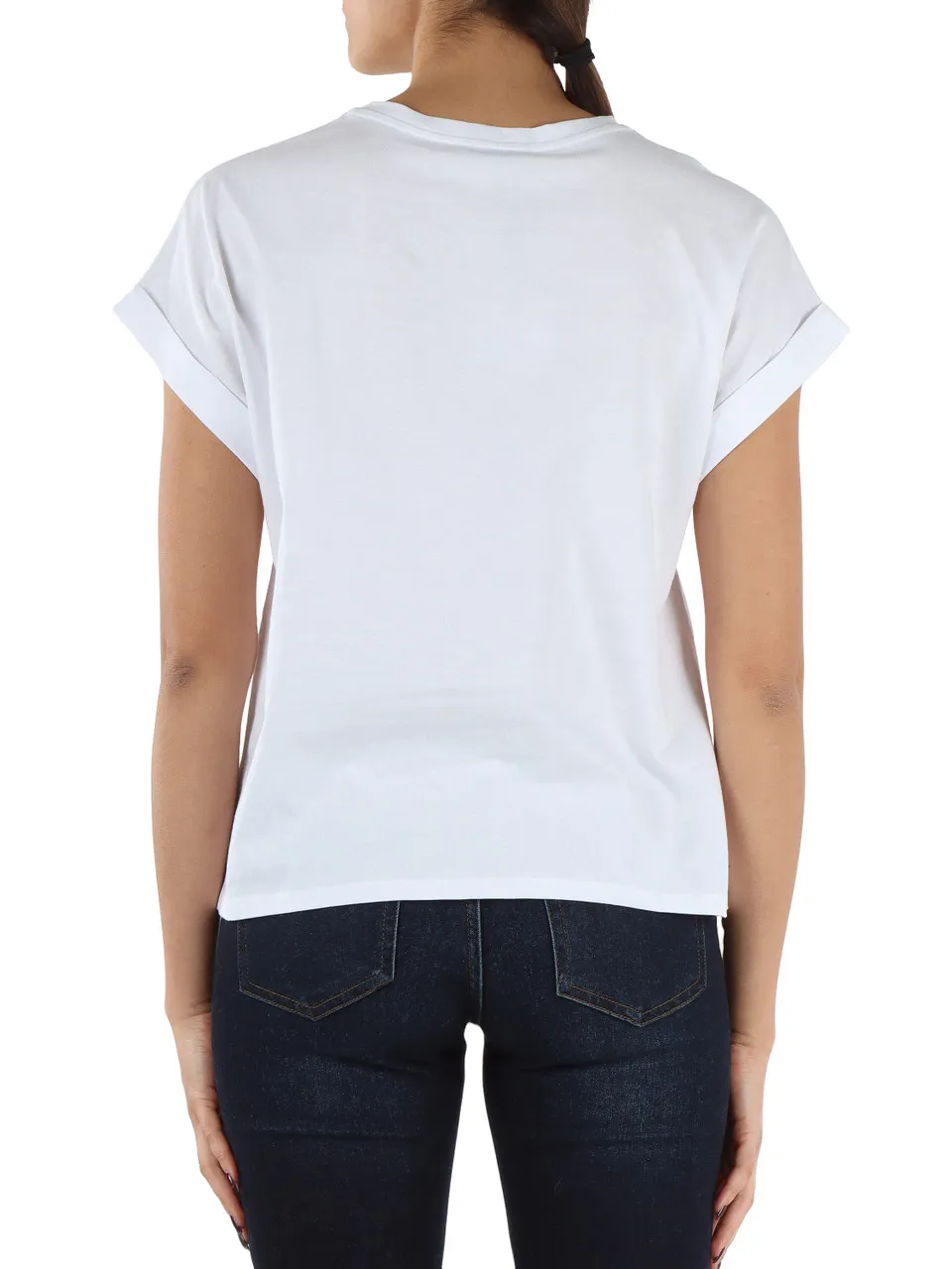 T-shirt in cotone con placca logo frontale